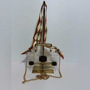 SOLD
message me for yours! 
Transparent Stadium Bag w Upcycled LV patches